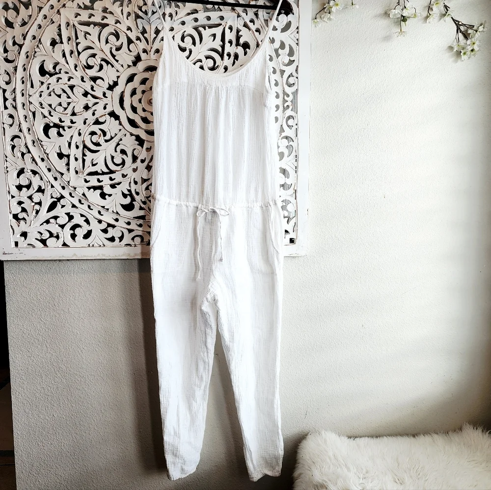 XIRENA WHITE JUMPSUIT ADJUSTABLE STRAPS WAIST STRAND WOMENS SIZE MEDIUM - Picture 9 of 16